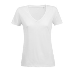 Camiseta mujer, cuello de pico. Manga corta. Ecónomica 2