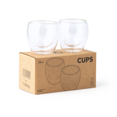 Set de 2 vasos de doble pared, realizados en cristal borosilicato